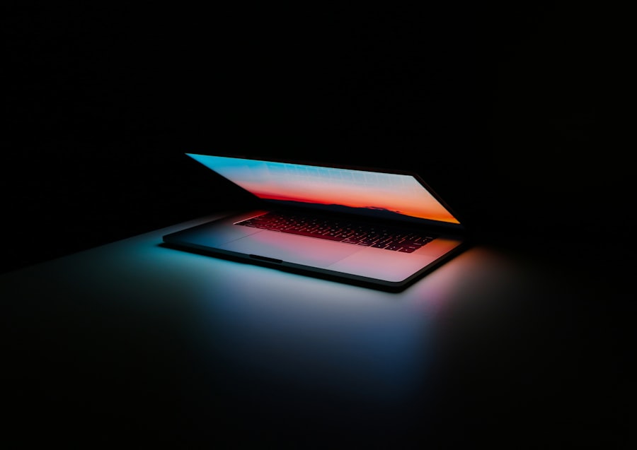 Laptop and workspace evoking technology collaboration